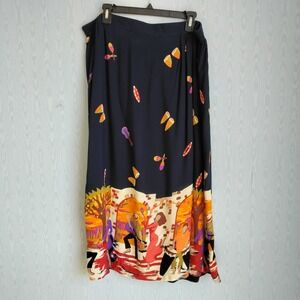 Rare Vtg Susan Burrowes Skirt 2X Art To Wear Flamenco Spanish Unique Spain Rayon